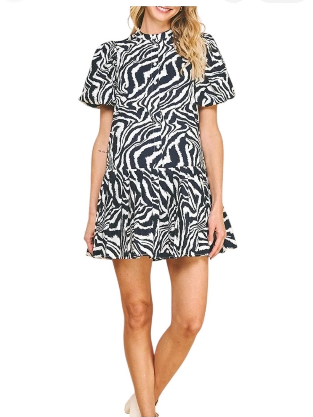 Pinch Navy & White Zebra Print Moni Dress - Women